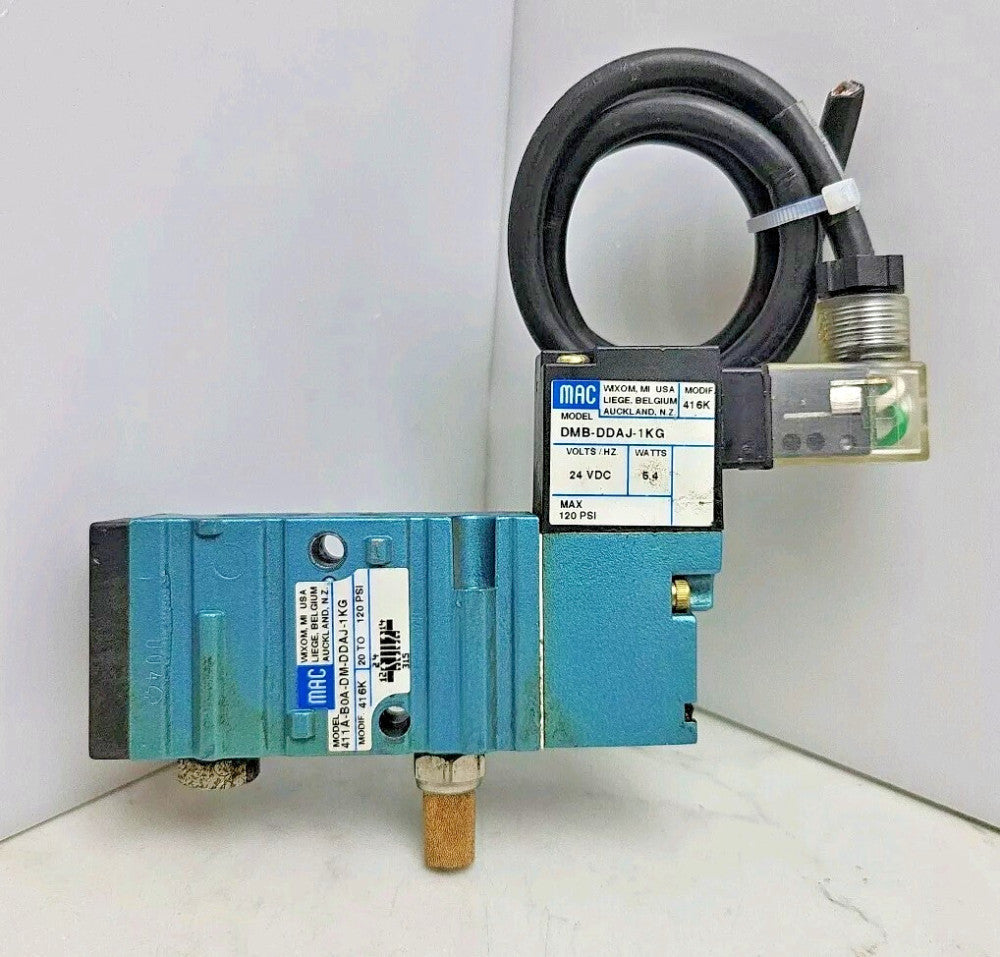 Mac DMB-DDAJ-1KG Pneumatic Solenoid Valve 24 Vdc w/ 411A-B0A-DM-DDAJ-1KG