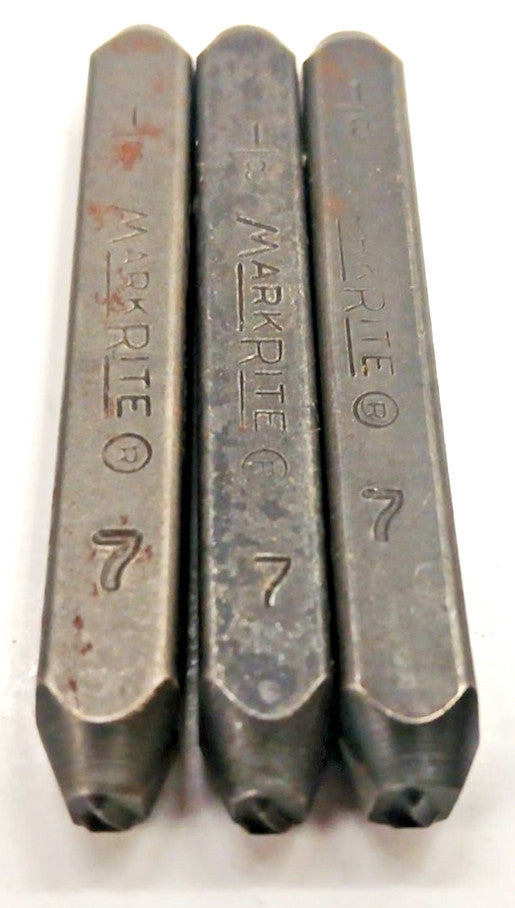 MARKRITE HEAVY DUTY 1/8" NUMBER STAMP #7 STEEL OAL 2-7/16"  LOT OF 3