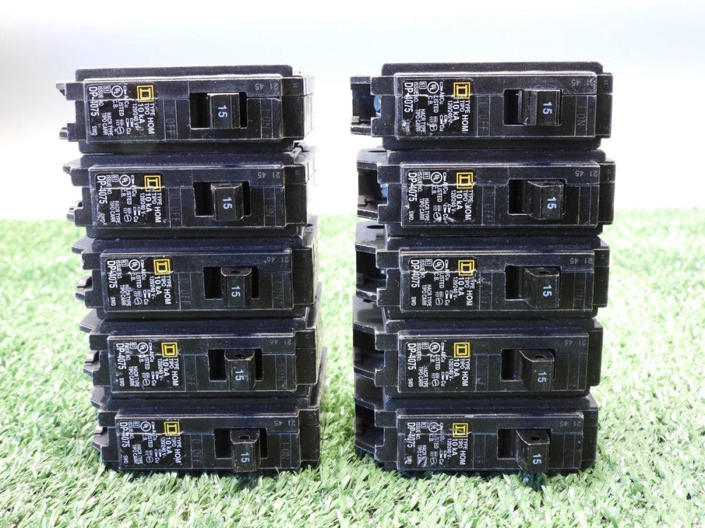 (Lot of 10) Square D HOM115 HOM 15A 120/240V HACR Type Circuit Breaker