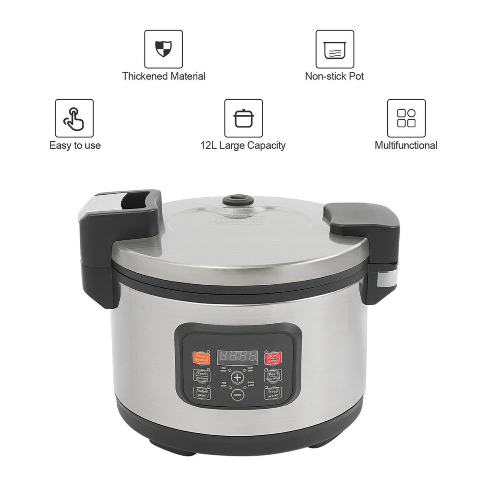 12L Commercial Pearl Cooker Automatic Pearl Maker Bubble Tea Cooker W/Spoon