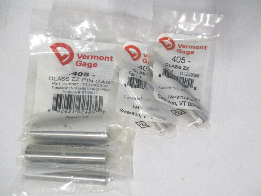 Vermont Gage (111240500) 0.405" Diam Class ZZ Minus Plug & Pin Gage - Lot of 5 