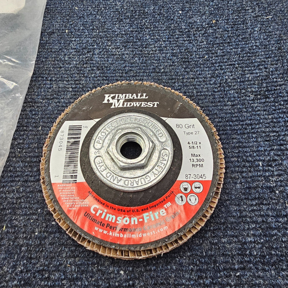 Kimball Midwest 87-3045 Crimson Fire Flap Disc 4-1/2 x 5/8-11, 80 Grit Type 27