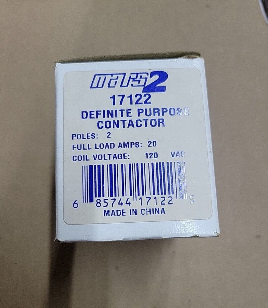 Mars2 17122 Definite Purpose Contactor 2 Pole 20 Amp 120V