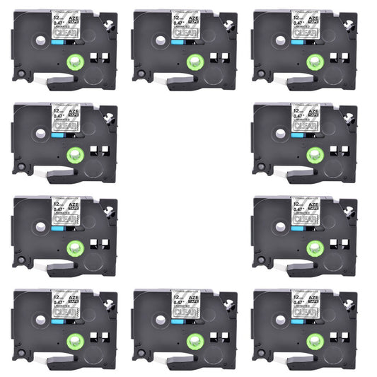 10PK TZ-135 TZe-135 White on Clear Label 0.47'' Compatible for Brother PT-E550W