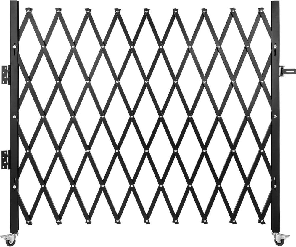 Folding Door Scissor Gate - Steel Accordion 87" H X 94" W, 360 Rolling Barricade
