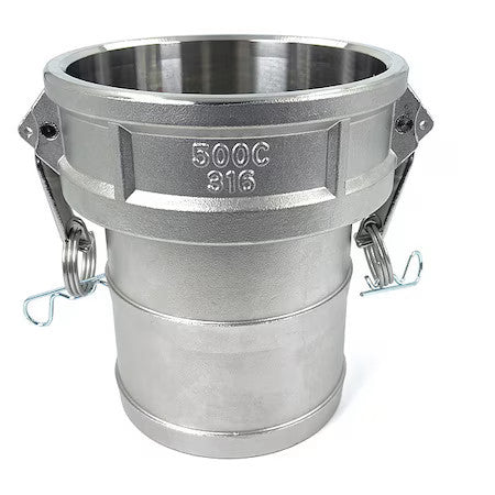 Zoro Select Ple146 Cam And Groove Coupling, 5", 316 Ss, Coupling Type: Type C