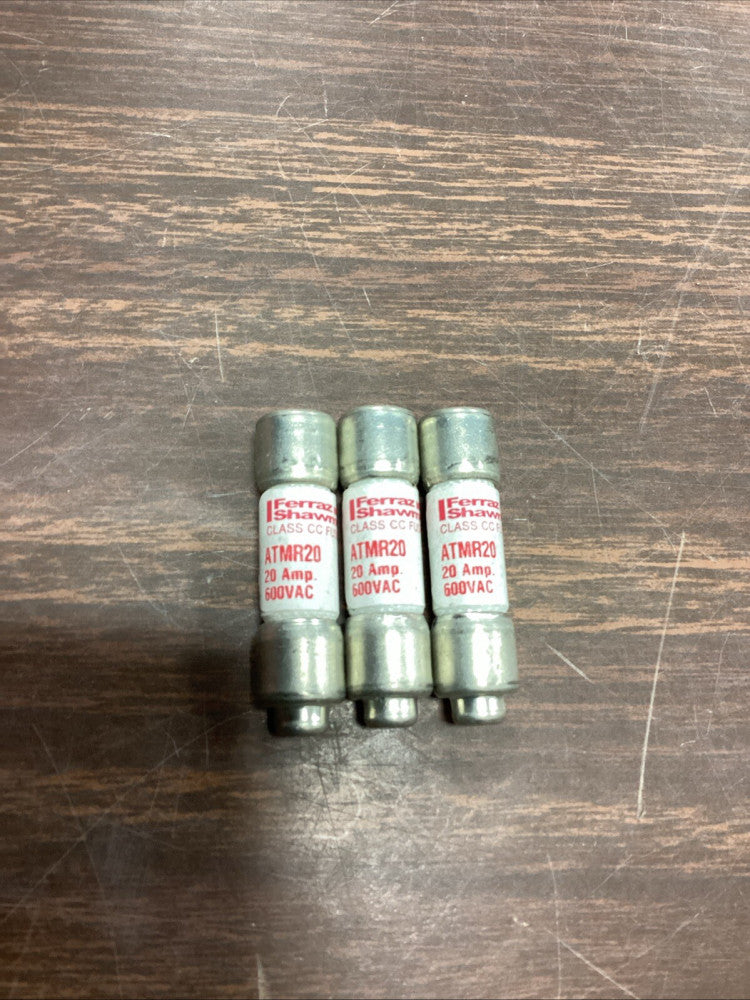 Ferraz Shawmut ATMR 20 20A 600V FAST ACTING Fuse, Lot Of 3