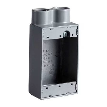 Hubbell Killark Fss-2 Electrical Box, 18 Cu In, Fss Box Type, 1 Gang, Aluminum,