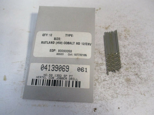(04139069) #59 135° 11/16" x 1-5/8" OAL Cobalt Tapered Jobber Drill - Pack of 12