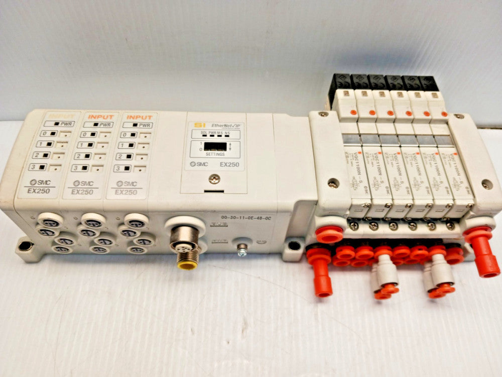 SMC EX250-SEN1 Pneumatic PLC Controller w/ EX250-IE3 & VQC1100N