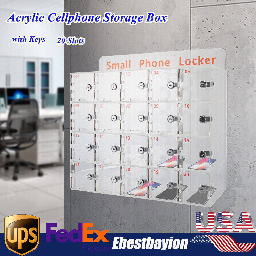 20 Slots Cellphone Locker Cell Phone Storage Box for Employees Classroom Gym