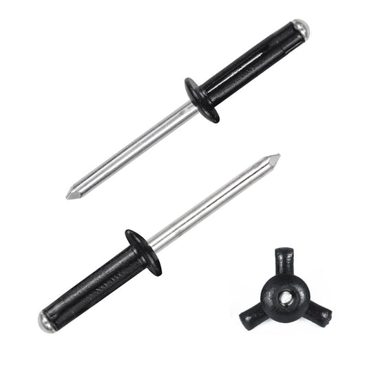 3/16" x 3/4" Tri-Fold Rivets Assortment - 150Pcs,Black Tri-fold Exploding Pop...