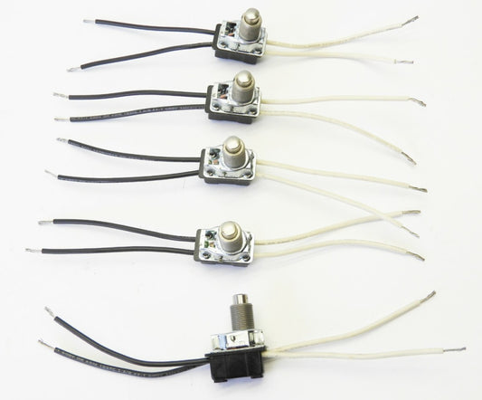 (5pcs) Cole Hersee Push Button Switch On/OFF w/Leads Metal 3A 125VAC, 1A 250VAC