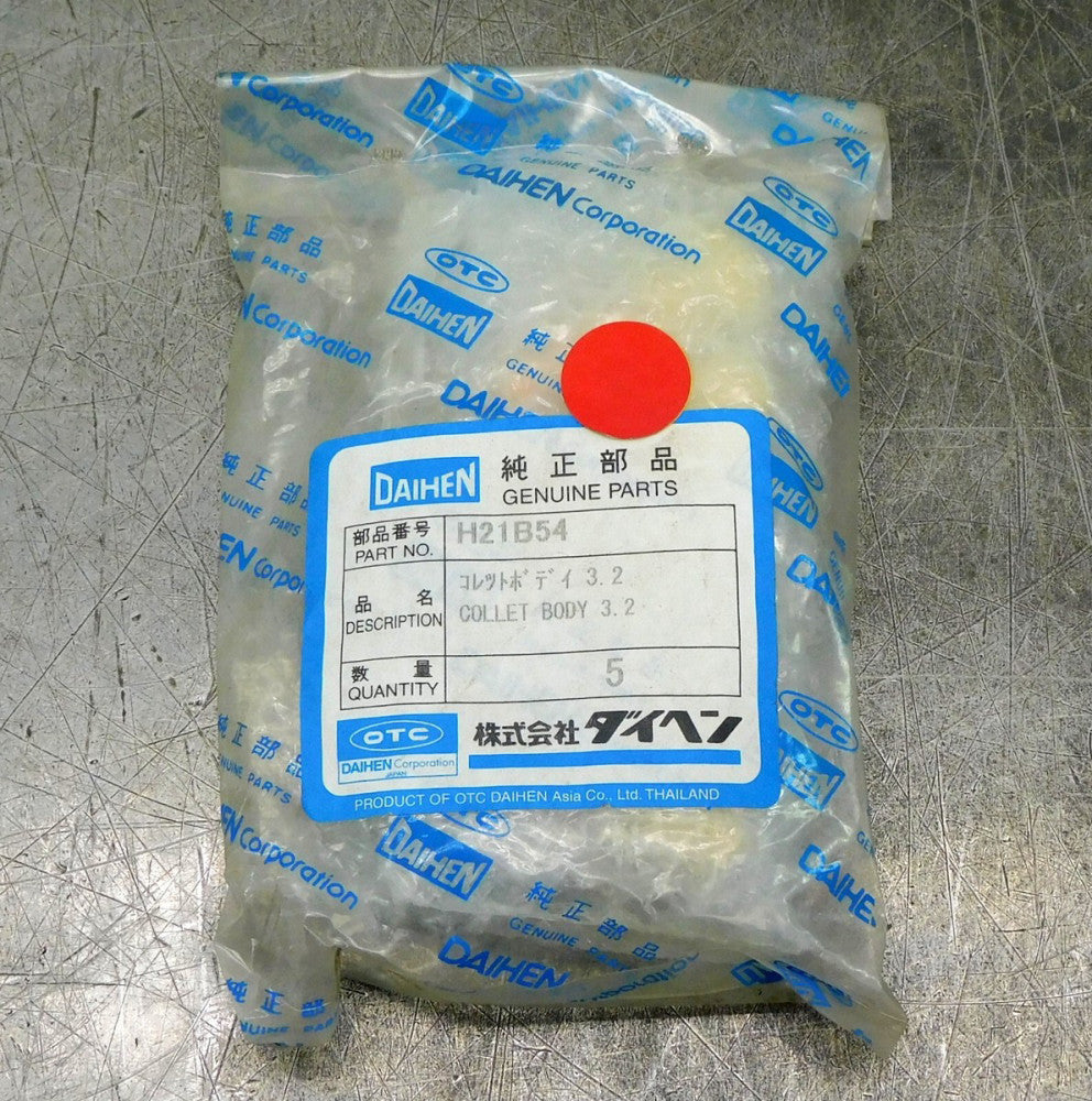 Lot of Five (5) Daihen Otc Robotic Welding Mig Wire Collet Body Tip H21B54 3.2