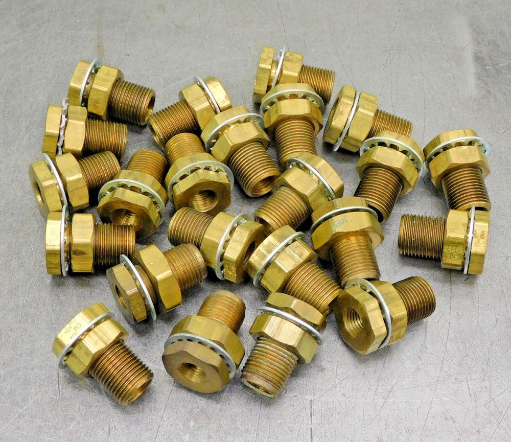 Brass Hex Bushing Reducer Bulkhead 1/4" NPT x 3/8" NPT Lot of Twenty-Three (23)