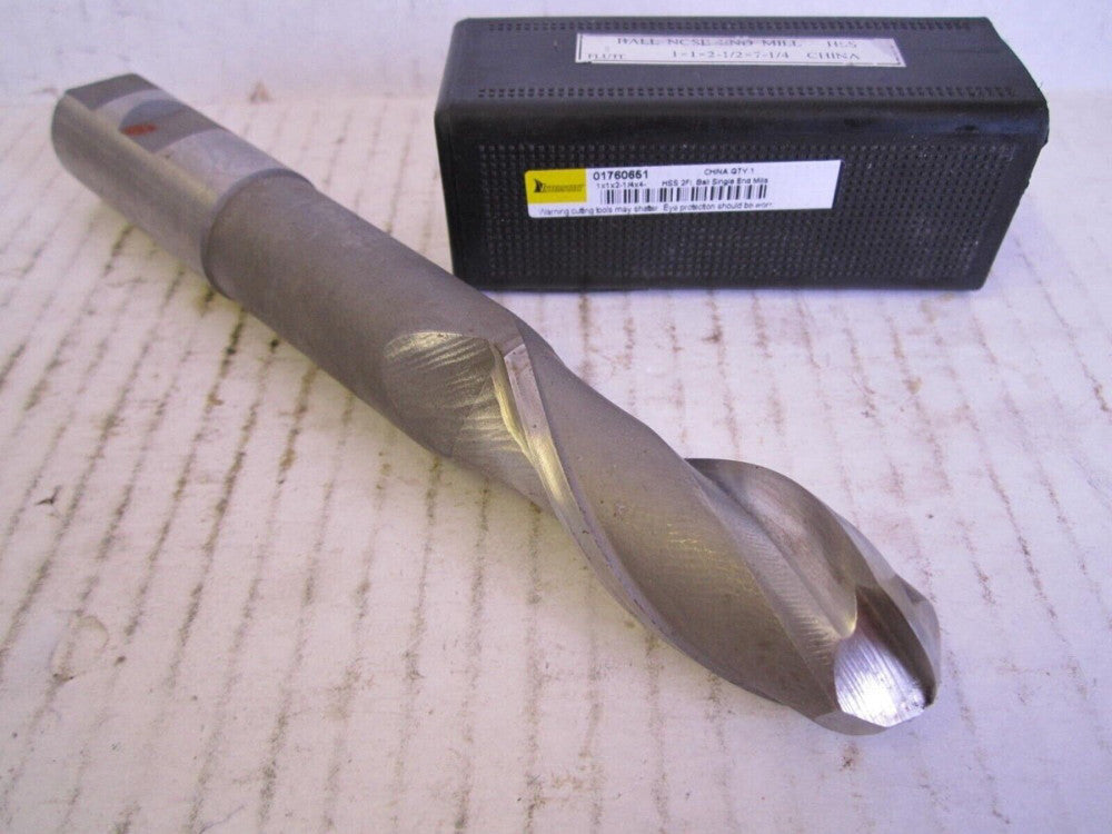 (1760651) Ball End 1 x 1 x 2-1/2 x 7-1/4" HSS 2-Flute Endmill 