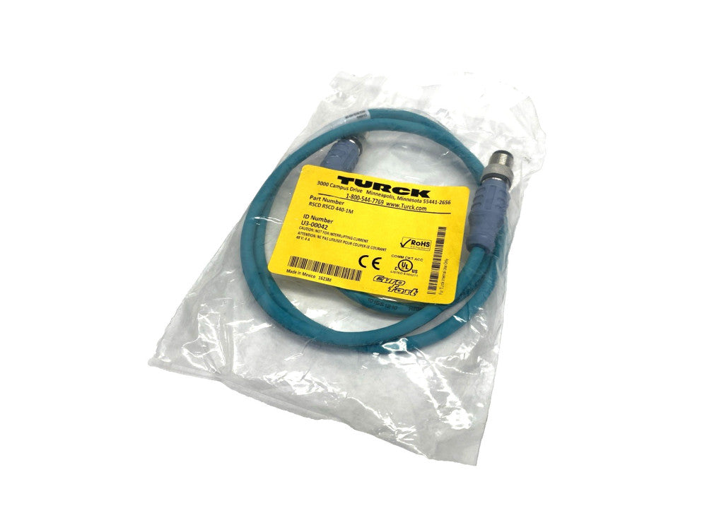 Turck RSCD RSCD 440-1M Ethernet Extension Cable M12 Male 4-Pin 1m U3-00042