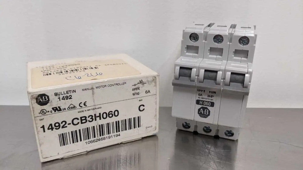 Allen-Bradley 1492-CB3H060 Manual Motor Controller Ser C 3HP 6A 3 Pole Circuit B