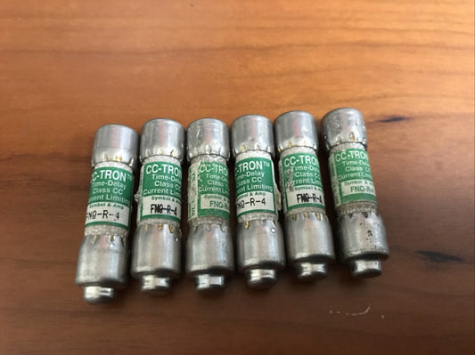 (Lot of 6) Bussmann CC-TRON FNQ-R-4 Class CC Fuse 4A 600Vac
