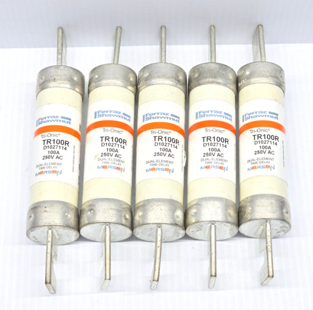 (5) Ferraz Shawmut 100 Amp Tri-Onic Dual Element Time Delay Fuses 250V TR100R