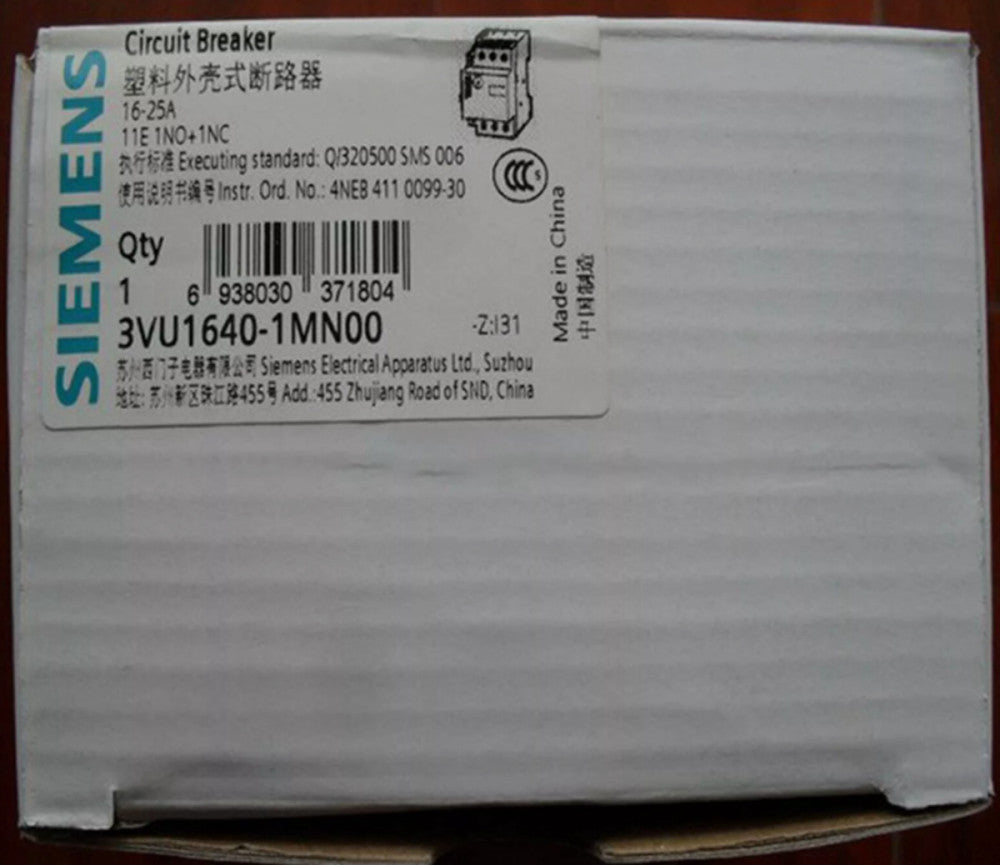 One Brand New Siemens 3VU1640-1MN00 3VU16401MN00 16-25A Circuit Breaker
