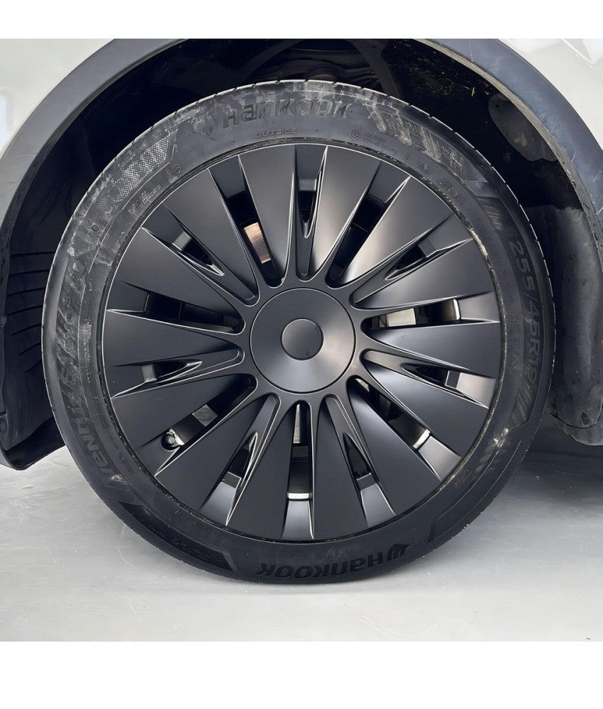 Set Of 4 Wheel Cover Hubcap 19 Inches 2024 for Tesla Model Y Matte Black 2021-24