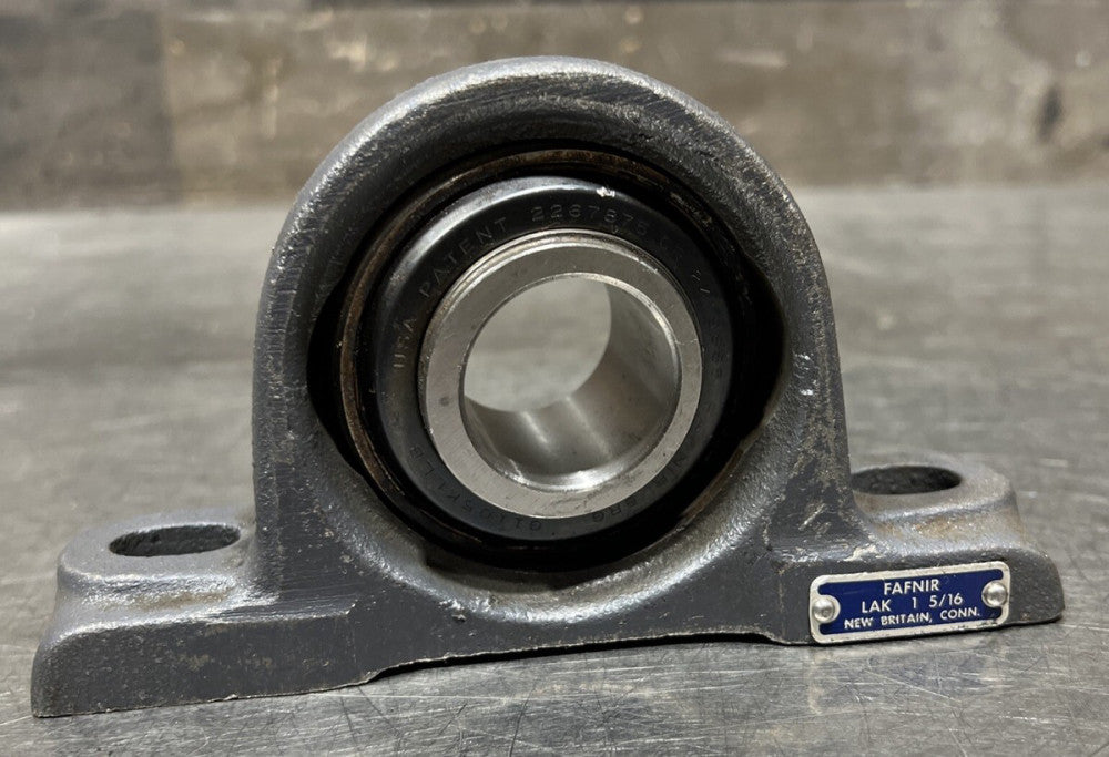 Fafnir LAK 1 5/16 Cast Iron 2-Bolt Ball Bearing Pillow Block Nos Surplus