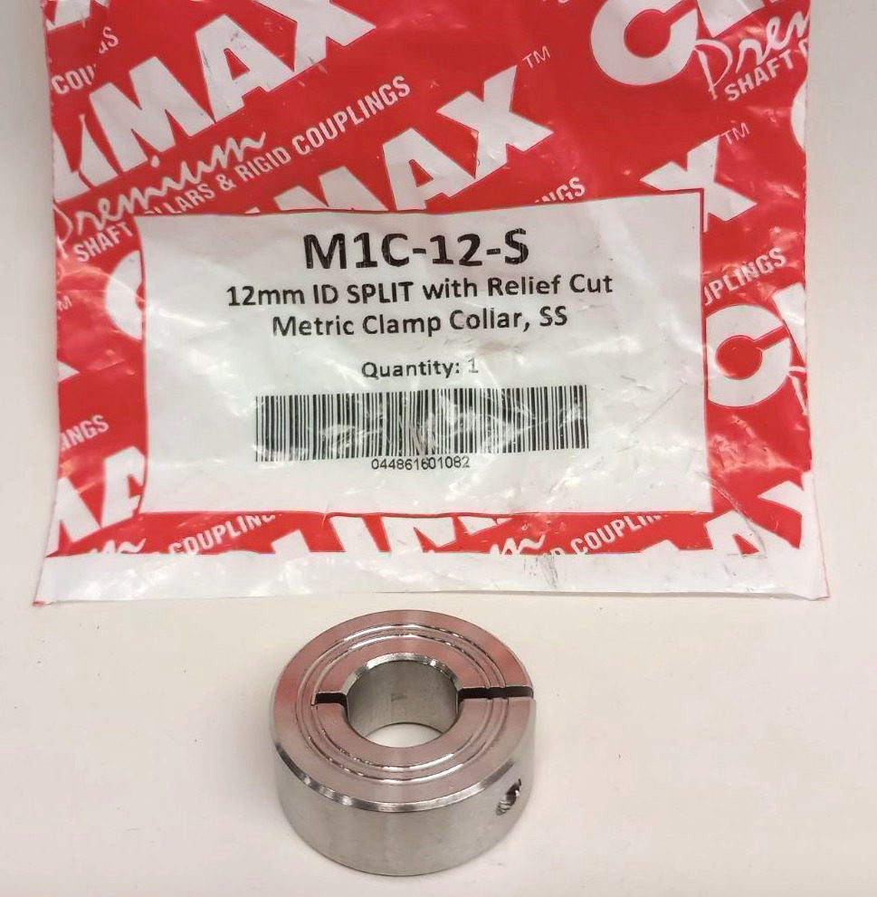 Climax M1C-12-S Metric 12mm ID Stainless Steel Clamp Collar One Piece Split