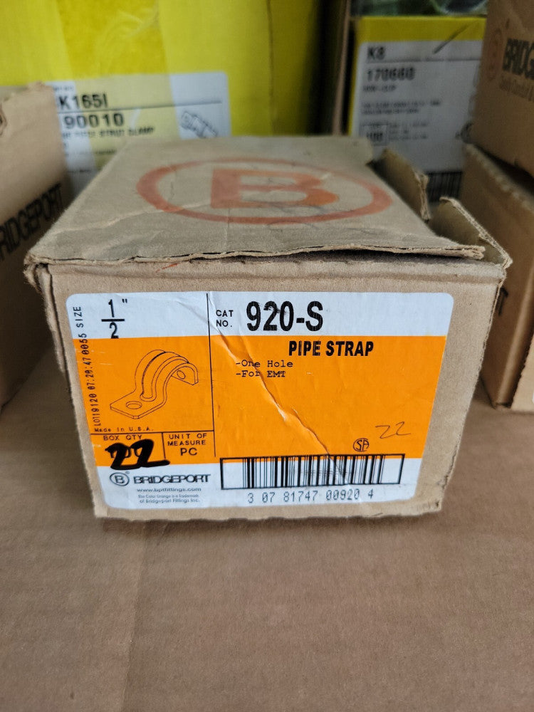 Bridgeport 1/2in 920-S Pipe Strap Box of 22 NEW