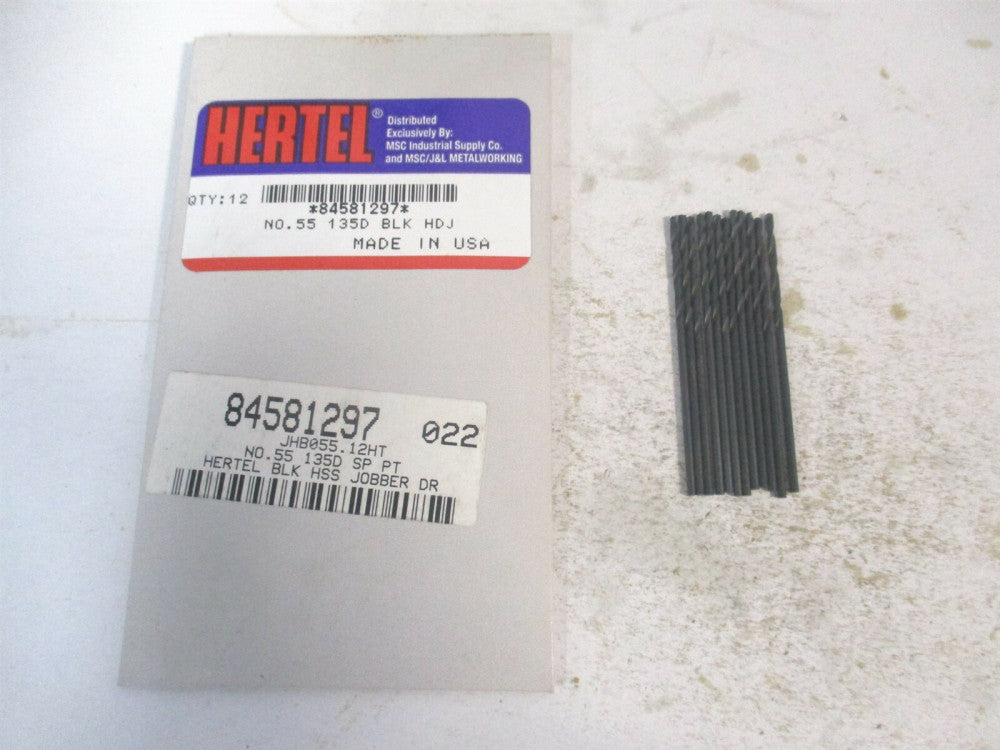 (84581297) #55 7/8" x 1-7/8" OAL 135° High Speed Steel Jobber Drill - Qty 12