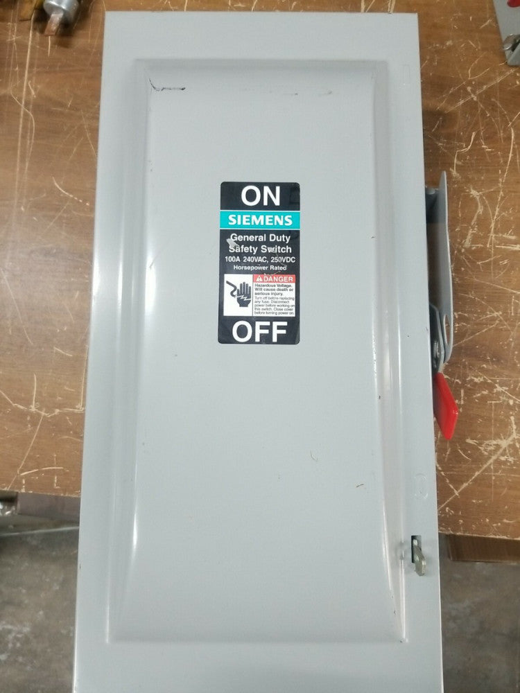 NNB SIEMENS GF223N fusible Indoor Safety Switch 100A 240V 2 Pole 3 Wire 