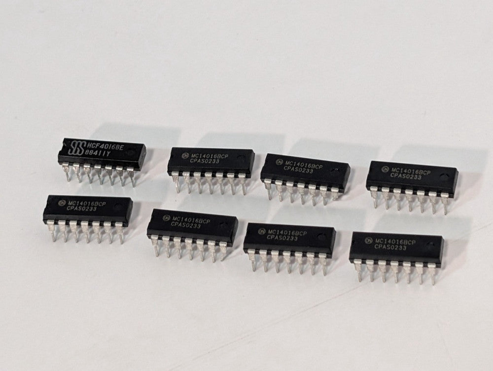 Lot of 8 ONSEMI MC14016BCP Analog Switch IC's, 3-18V, Quad Analog Switch, 14 Pin