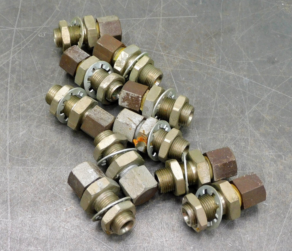 Stainless Steel BulkHead Fittings Pass Through Test Ports Parts Lot of Ten (10)