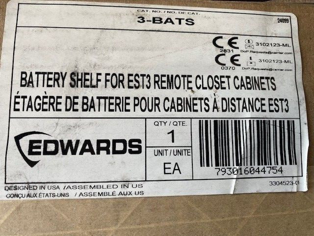 EST Edwards 3-BATS Battery Shelf for EST Enclosures