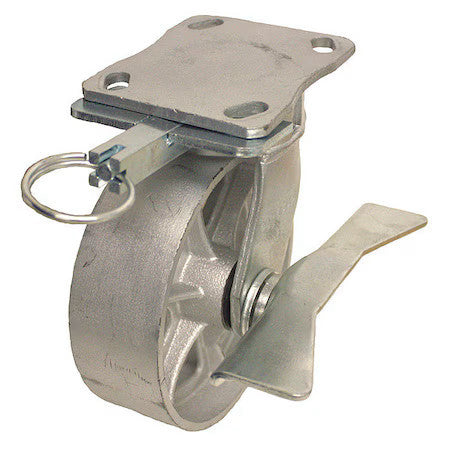 Zoro Select P25s-C060r-14-Cb-Dl Plate Caster,1200 Lb. Ld Rating,Roller