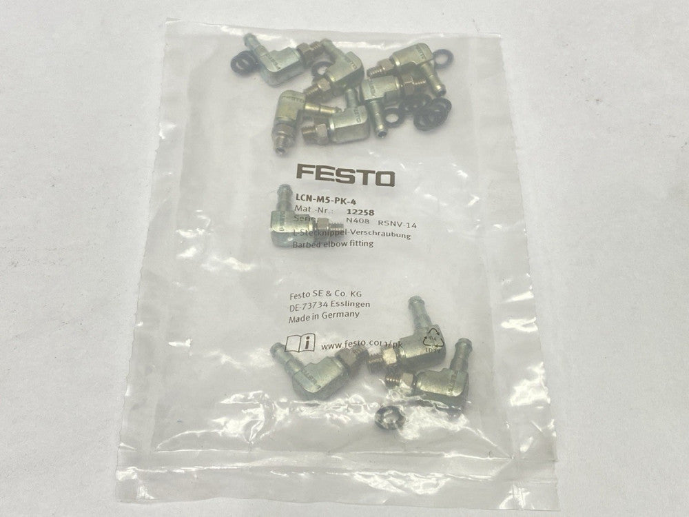 Festo LCN-M5-PK-4 Barbed Elbow Fitting 2.9mm 12258 PKG OF 10
