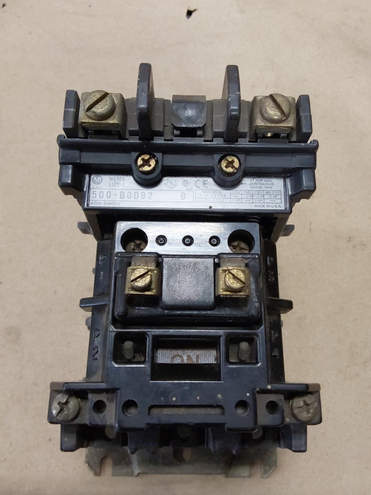 ALLEN BRADLEY 500-B0D92 SIZE 1 27A 600V CONTACTOR 120V COIL