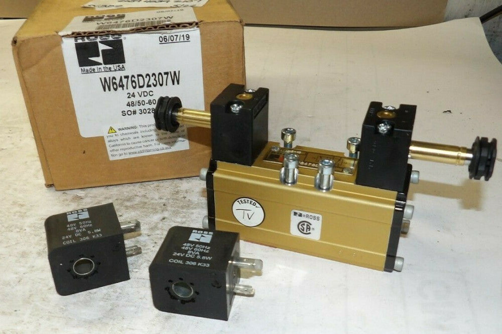 NEW ROSS 5/2 PILOT OPERATED POPPET VALVE 150 PSI 24-48 VDC  W6476D2307W