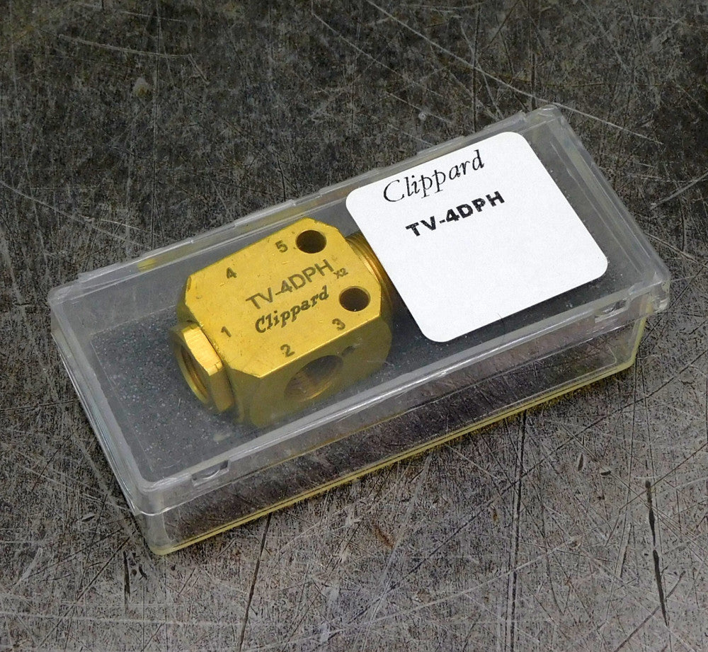 Clippard TV-4DPH 3 Position 4-Way Brass Toggle Valve 1/8" NPT