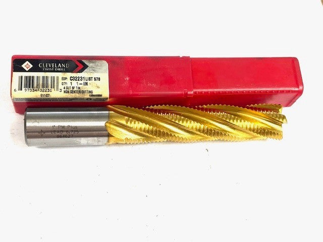 CLEVELAND TWIST 1" PM/PLUS LEAD 6.725 864627 C32231 4 CUT 5F TIN 4-5/8" FLUTE L.