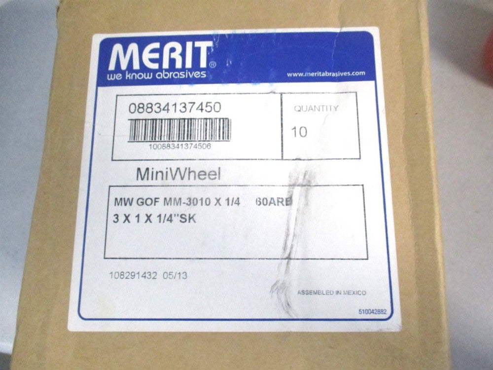 Merit Abrasive (08834137450) 3x1 Medium Aluminum Oxide Coated Flap Wheel - Qty 8