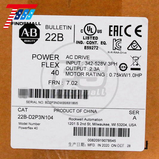 2023 US Ship New Sealed 22B-D2P3N104 PowerFlex 0.75 kW 1 HP AC Dri