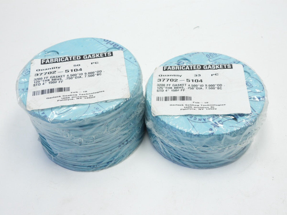 83 pcs 4" Garlock Full Face 150# Gaskets 3200 FF 4.5 ID 9.0 OD 125 THK 8BHS, .75