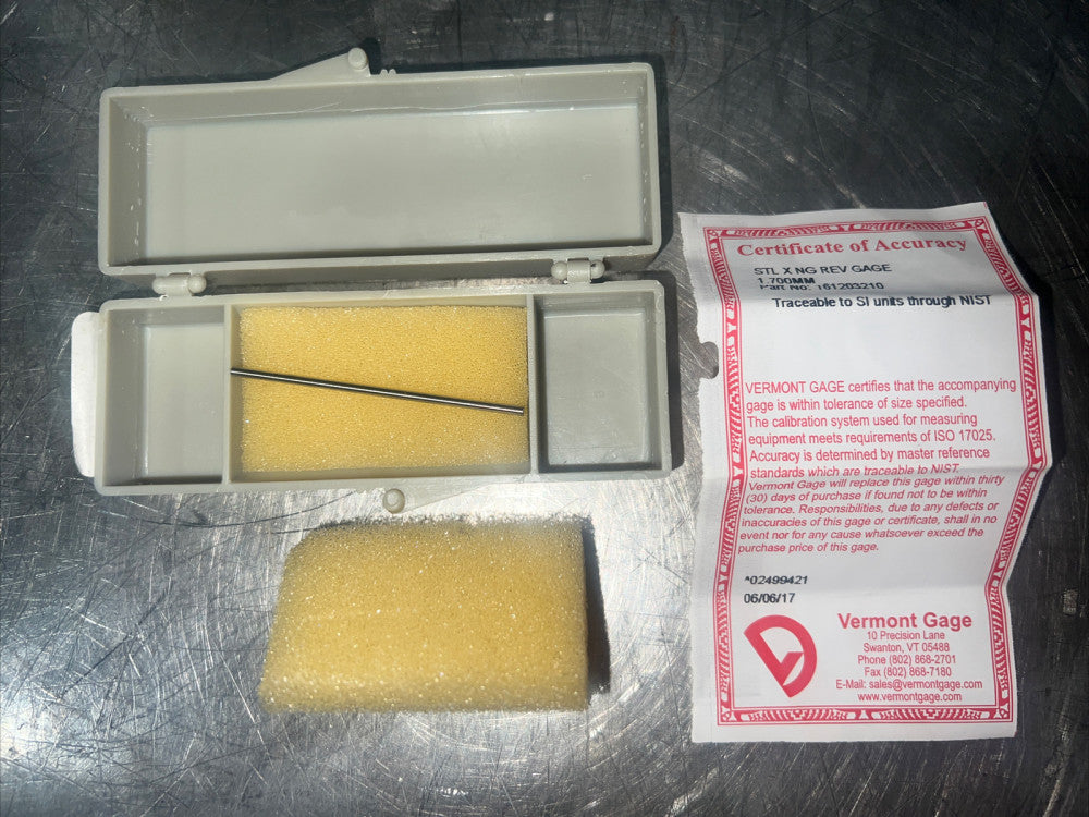 Vermont Gage STL X NG REV GAGE 1.700 MM Nos Surplus