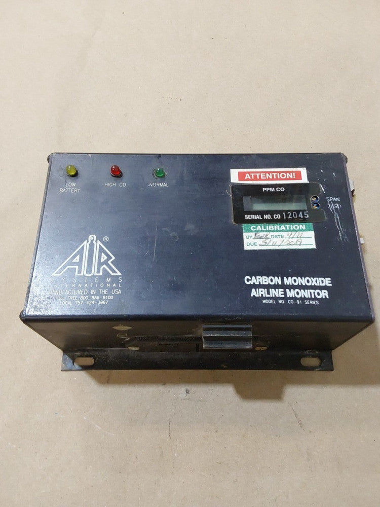 Air Systems Carbon Monoxide Airline Monitor C0-91 Series~