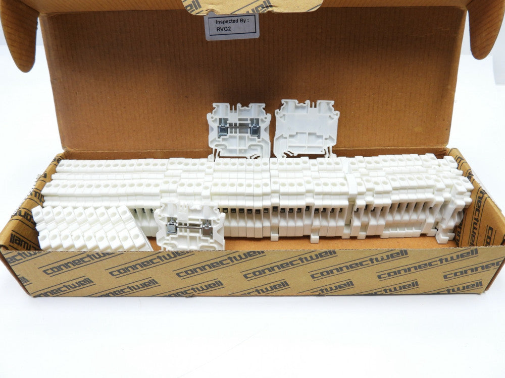 (62pcs) Altech CY4/W 2.5mm Feed Thru Screw Clamp Terminal Block White