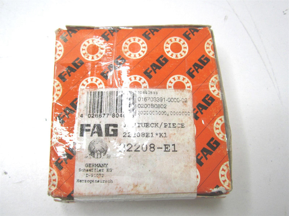 Fag (22208-E1) 40 x 80 x 23mm Self Aligning Spherical Roller Bearing