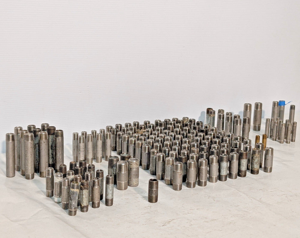 Huge lot of 168: Assorted Stainless Steel Pipe Nipples, Male, Threaded Fittings