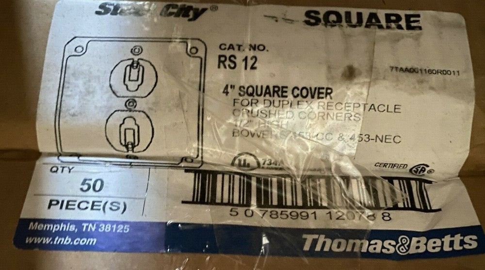 BRAND NEW RS12 4" SQUARE COVER FOR DUPLEX RECEPTACLE CRUSHED CONORS 1/2 HIGH