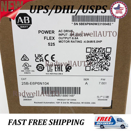 25B-E6P6N104 AB PowerFlex 525 4kW (5Hp) 600V AC Drive 25BE6P6N104 New